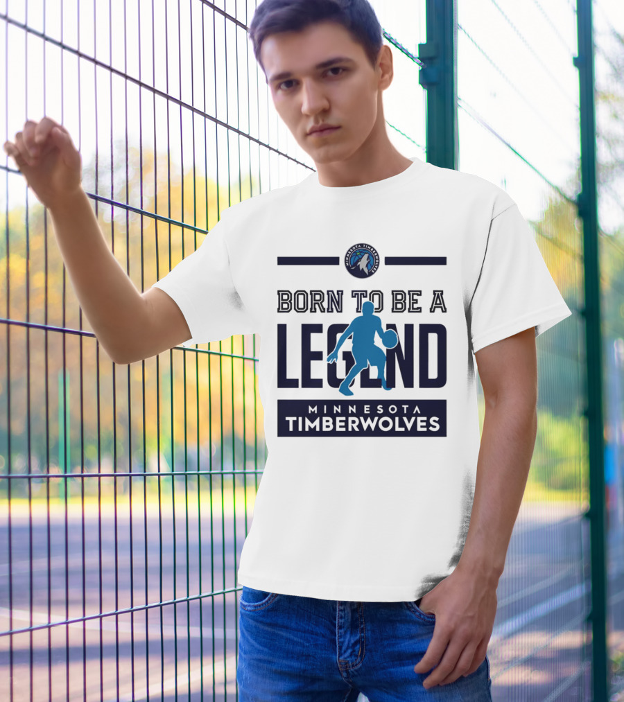 Minnesota Timberwolves Born To Be A Legend With Wolf Logo And Basketball Player T-Shirt