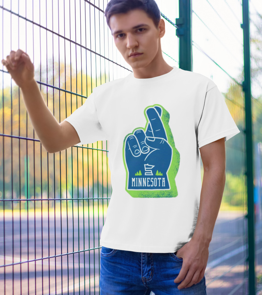 Minnesota Timberwolves Fingers Crossing Foam Hand T-Shirt