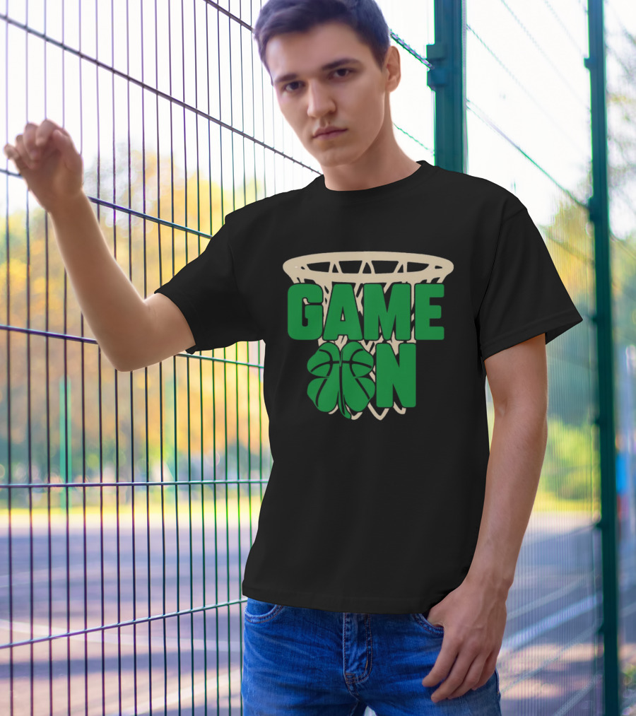 Boston Celtics Game On Basketball Net Clover T-Shirt