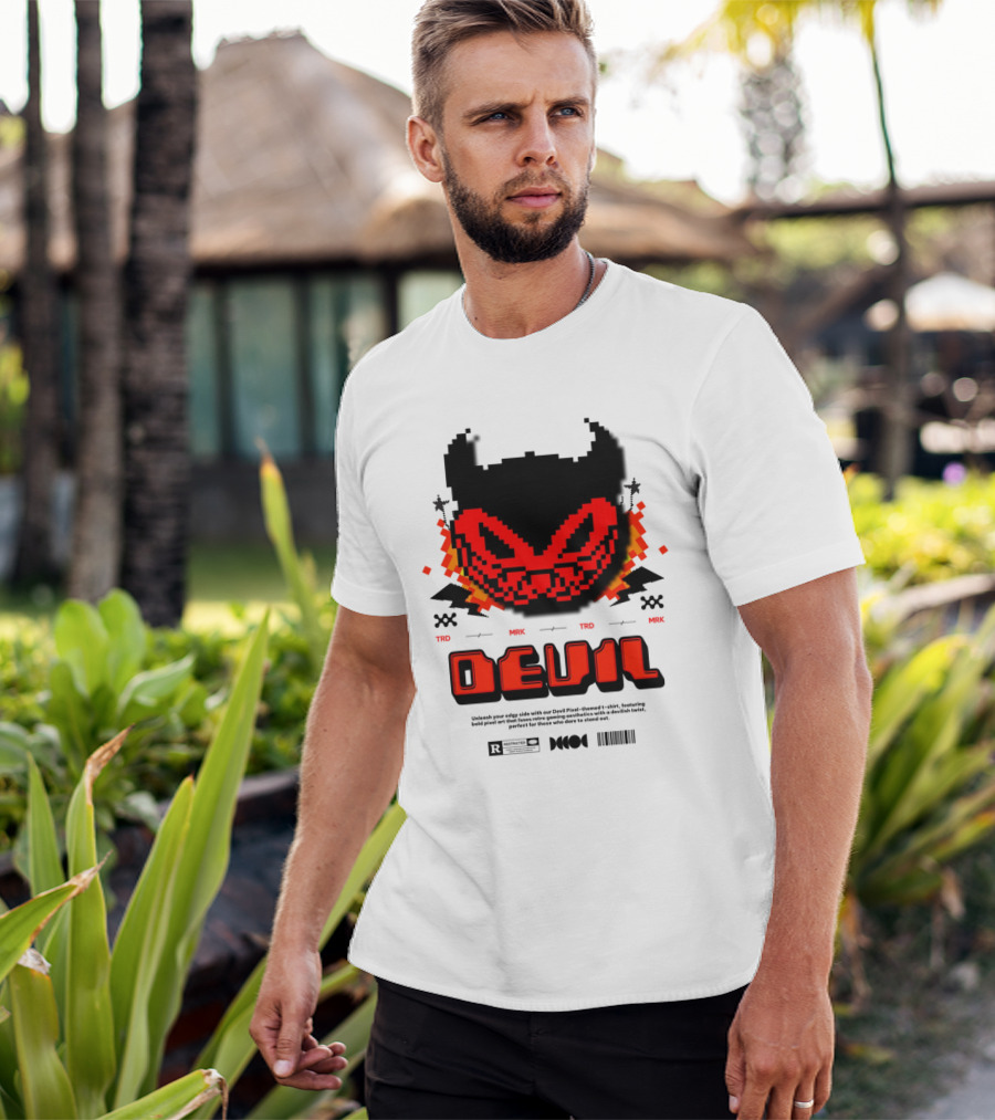 DEVIL PIXELS TRD MRK RETRO PIXEL ART FACE T-Shirt
