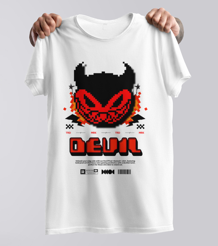 DEVIL PIXELS TRD MRK RETRO PIXEL ART FACE T-Shirt