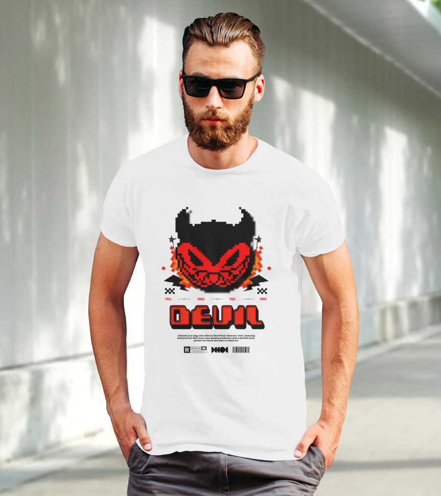 DEVIL PIXELS TRD MRK RETRO PIXEL ART FACE T-Shirt