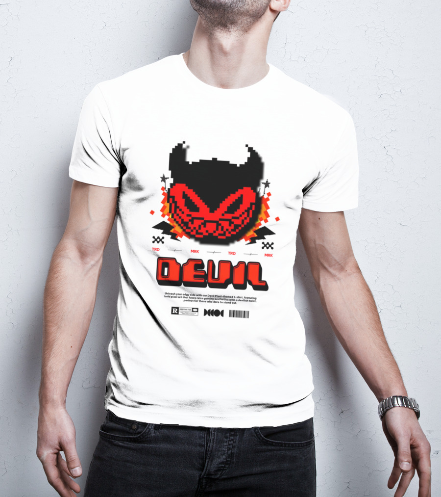 DEVIL PIXELS TRD MRK RETRO PIXEL ART FACE T-Shirt