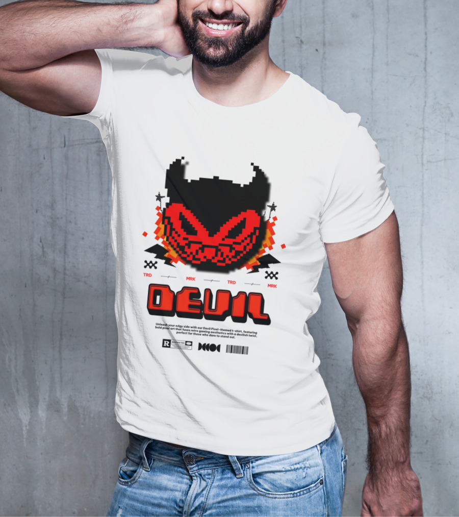 DEVIL PIXELS TRD MRK RETRO PIXEL ART FACE T-Shirt