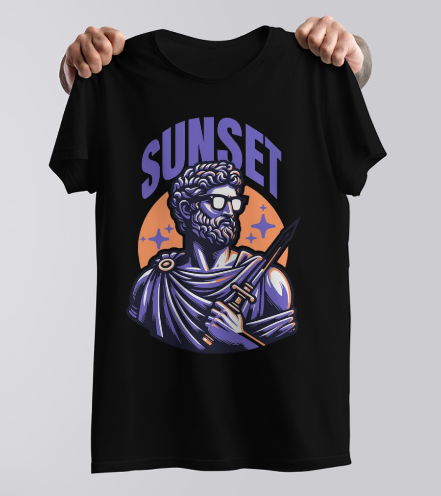 SUNSET Greek Statue With Sunglasses And Sword T-Shirt