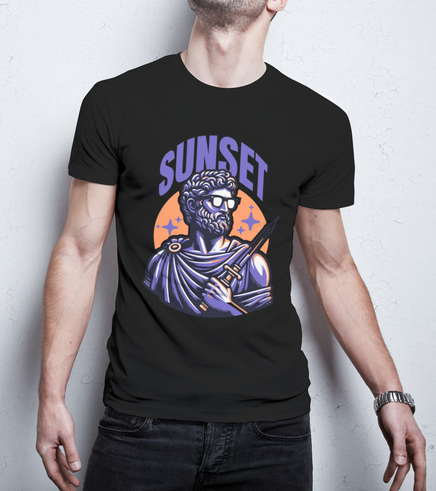 SUNSET Greek Statue With Sunglasses And Sword T-Shirt