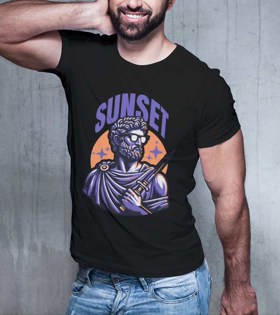 SUNSET Greek Statue With Sunglasses And Sword T-Shirt