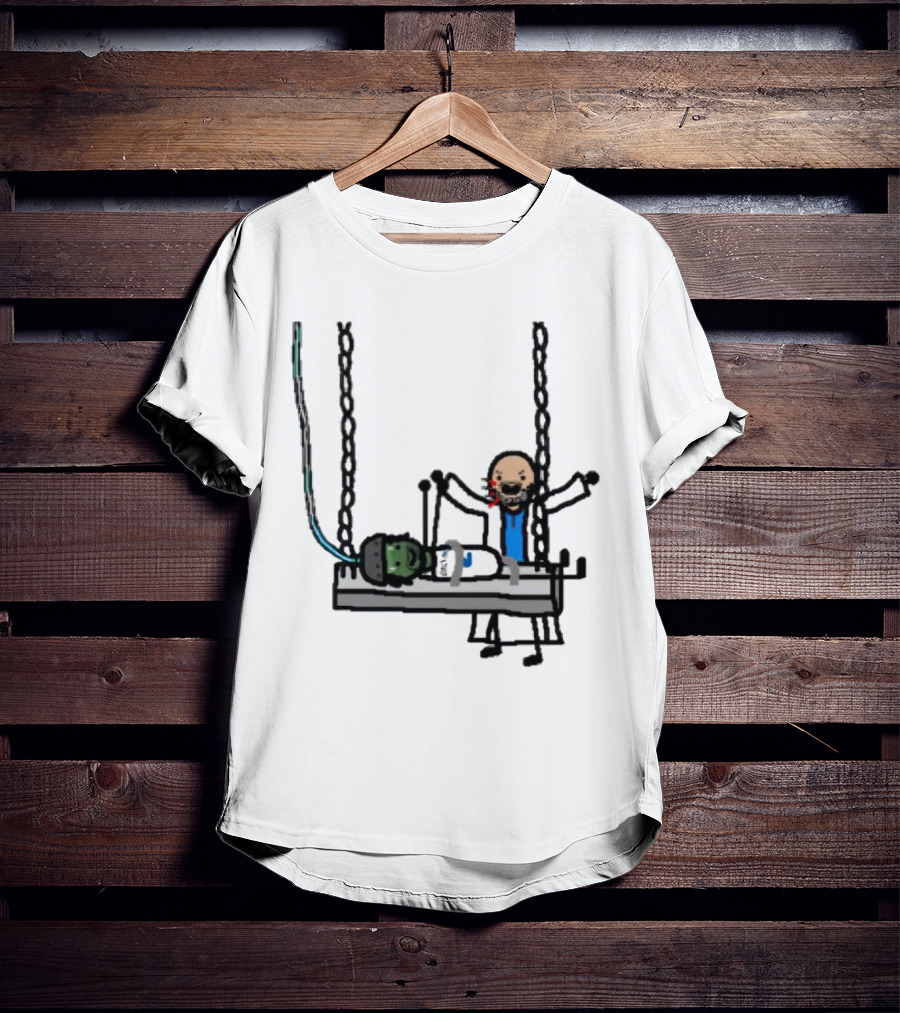 Dereck Its A Live-Ly Frankenstein Doctor With Green Zombie On Medical Table T-Shirt