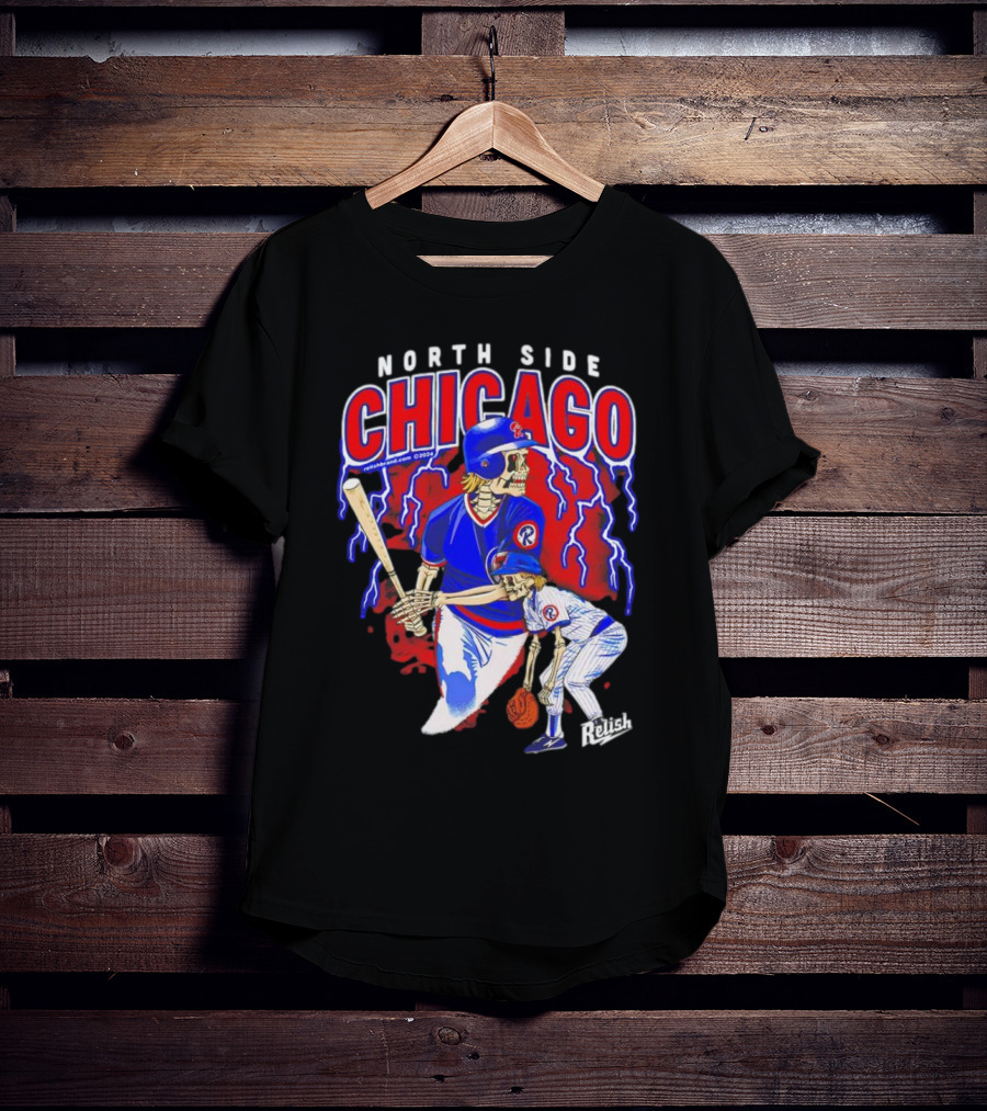 North Side Chicago Baseball Skeleton Relish T-Shirt