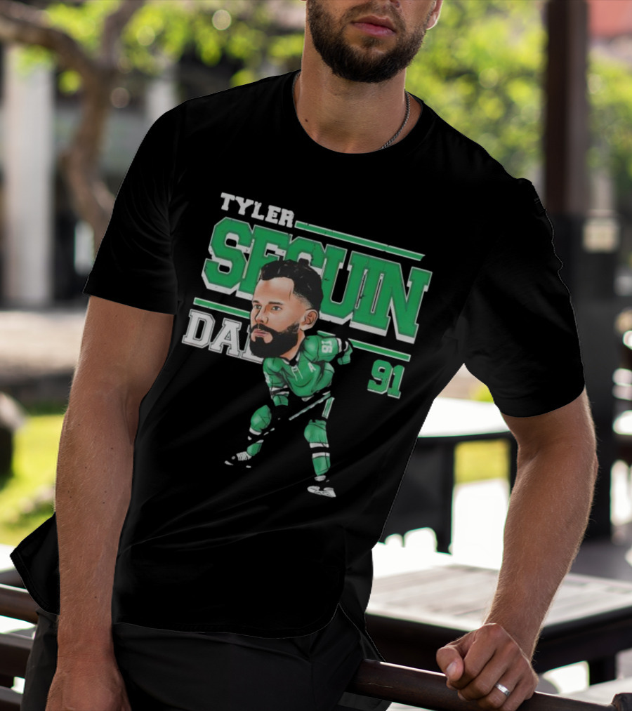 Tyler Seguin Dallas 91 Cartoon Hockey Player T-Shirt