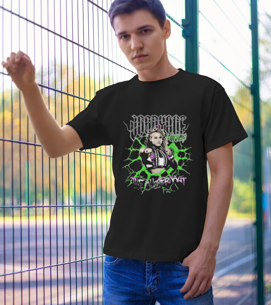 Jordynne Grace The Juggernaut Power Pose With Green Lightning Background T-Shirt