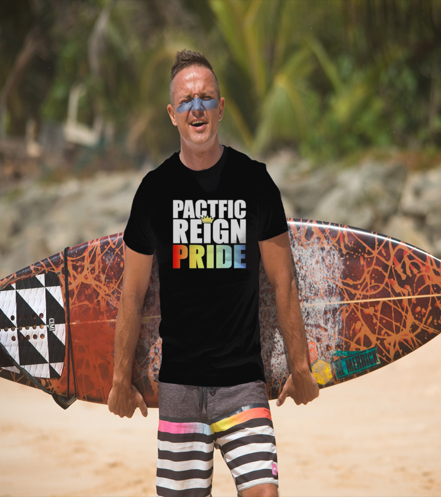 Pacific Reign Pride Crown Rainbow Colors T-Shirt