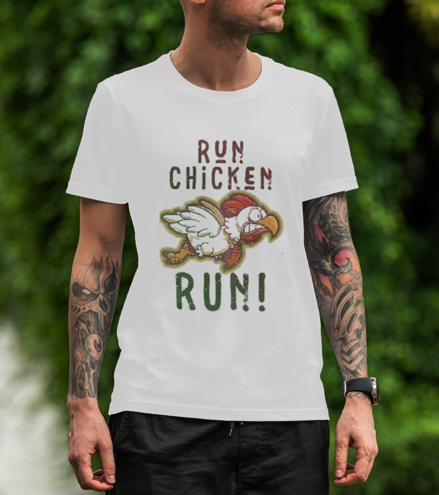 Run Chicken Run Chicken Running With Wings Outstretched T-Shirt