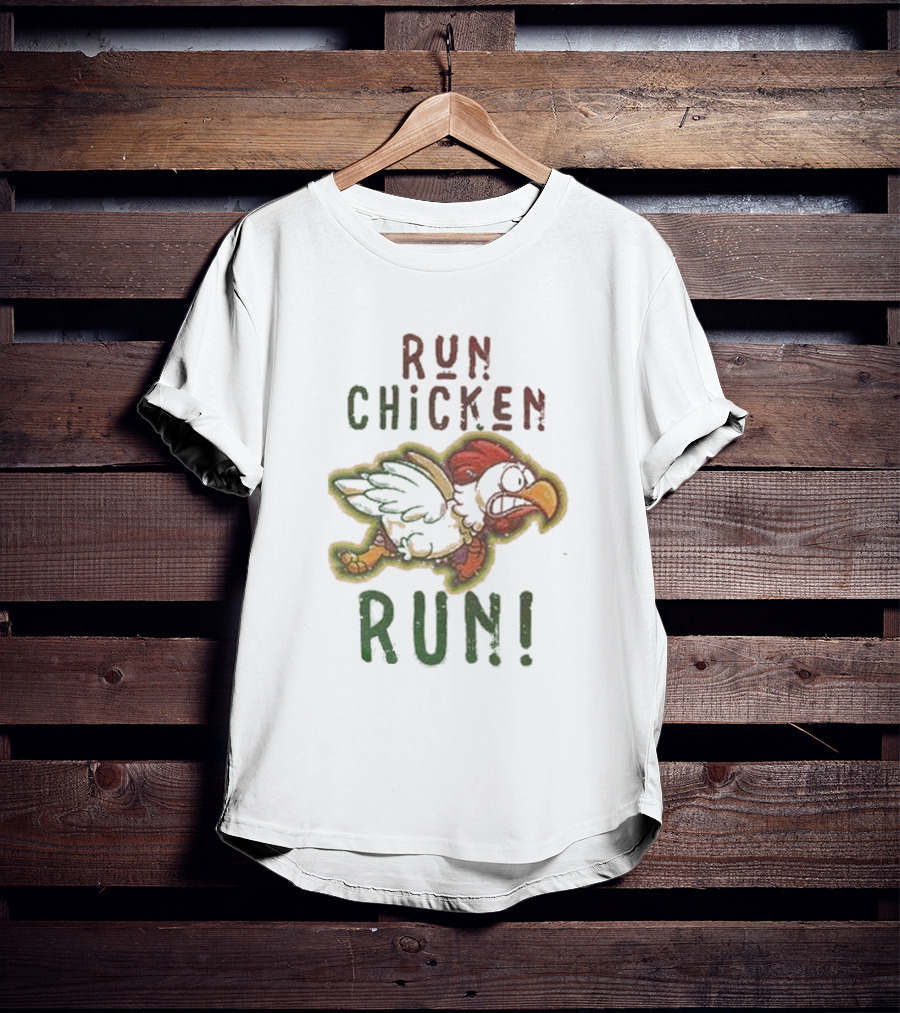 Run Chicken Run Chicken Running With Wings Outstretched T-Shirt