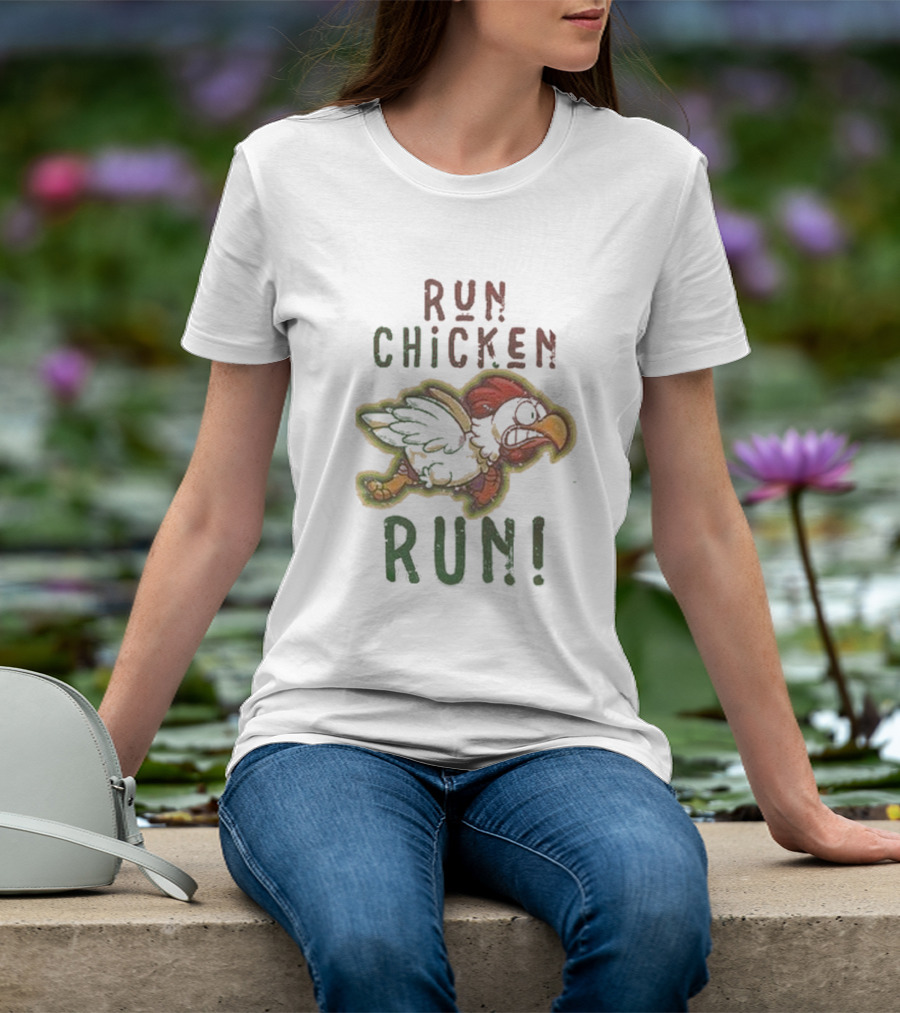 Run Chicken Run Chicken Running With Wings Outstretched T-Shirt