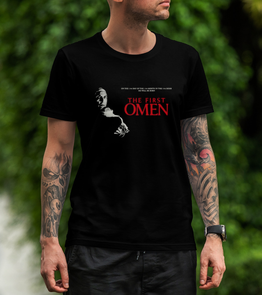 The First Omen On The 6th Day Of The 6th Month In The 6th Hour He Will Be Born Horror Film Inspired T-Shirt