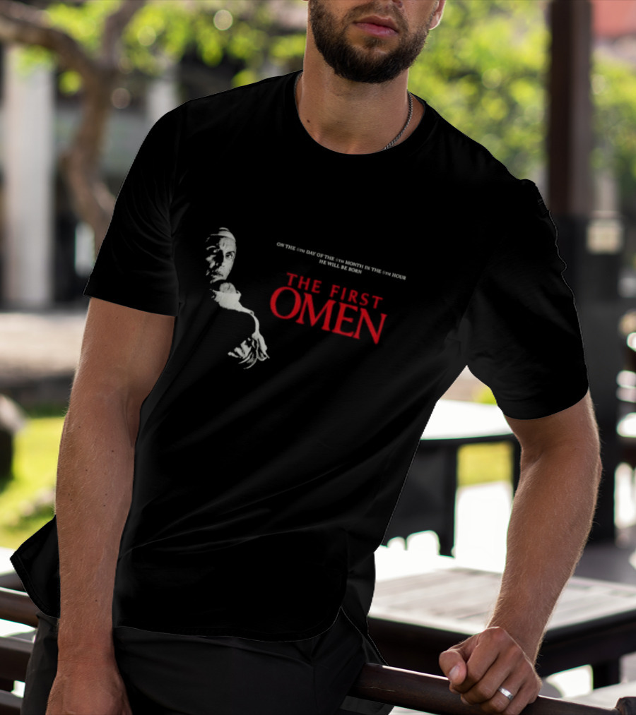 The First Omen On The 6th Day Of The 6th Month In The 6th Hour He Will Be Born Horror Film Inspired T-Shirt