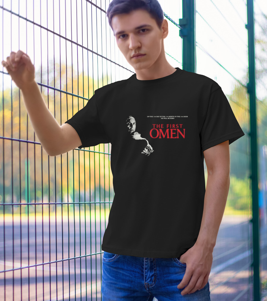 The First Omen On The 6th Day Of The 6th Month In The 6th Hour He Will Be Born Horror Film Inspired T-Shirt