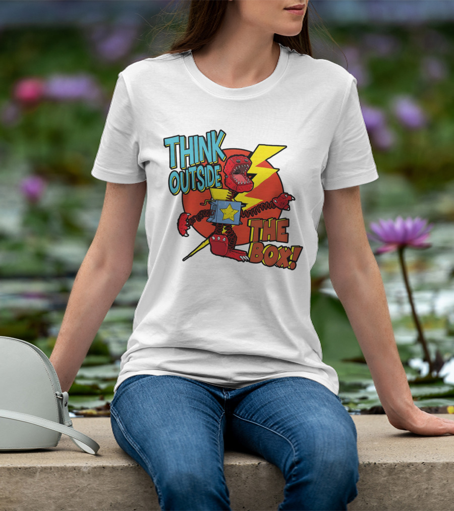 Think Outside The Box Red Monster With Lightning And Star Box Elements T-Shirt