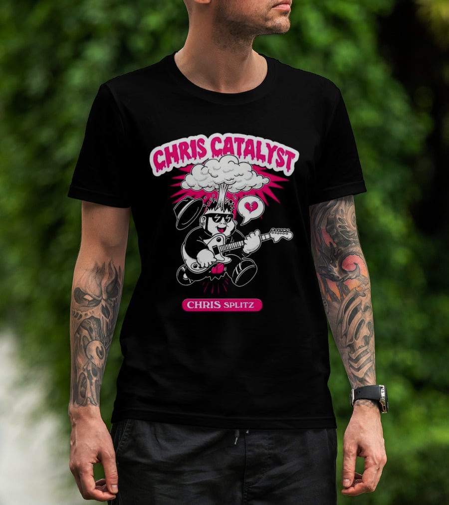 Chris Catalyst Chris Splitz Guitar Explosion Heart T-Shirt