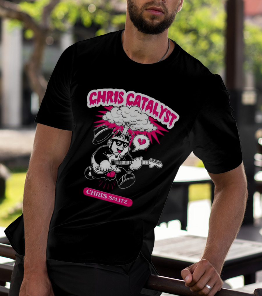 Chris Catalyst Chris Splitz Guitar Explosion Heart T-Shirt