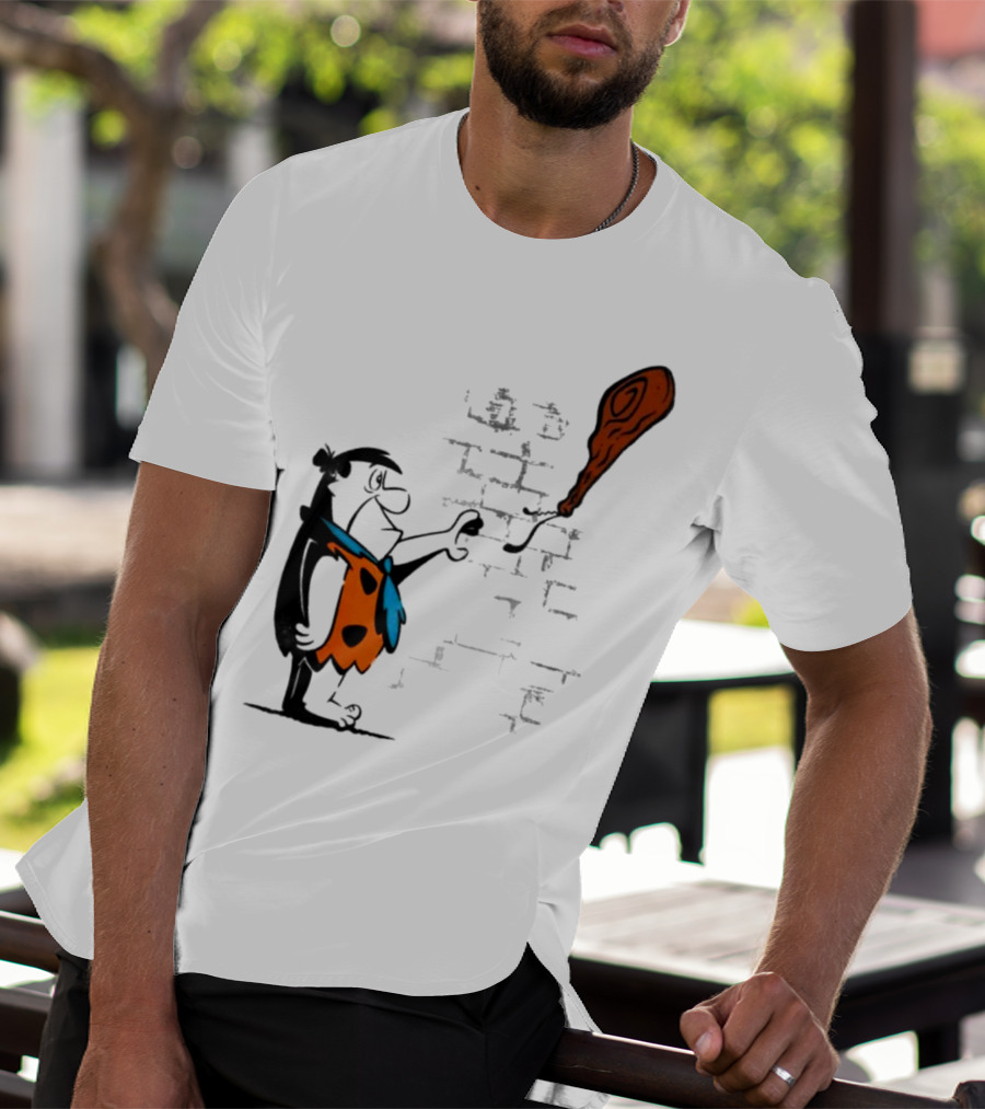 Fred Flintstone Balloon Meat Banksy Mashup T-Shirt