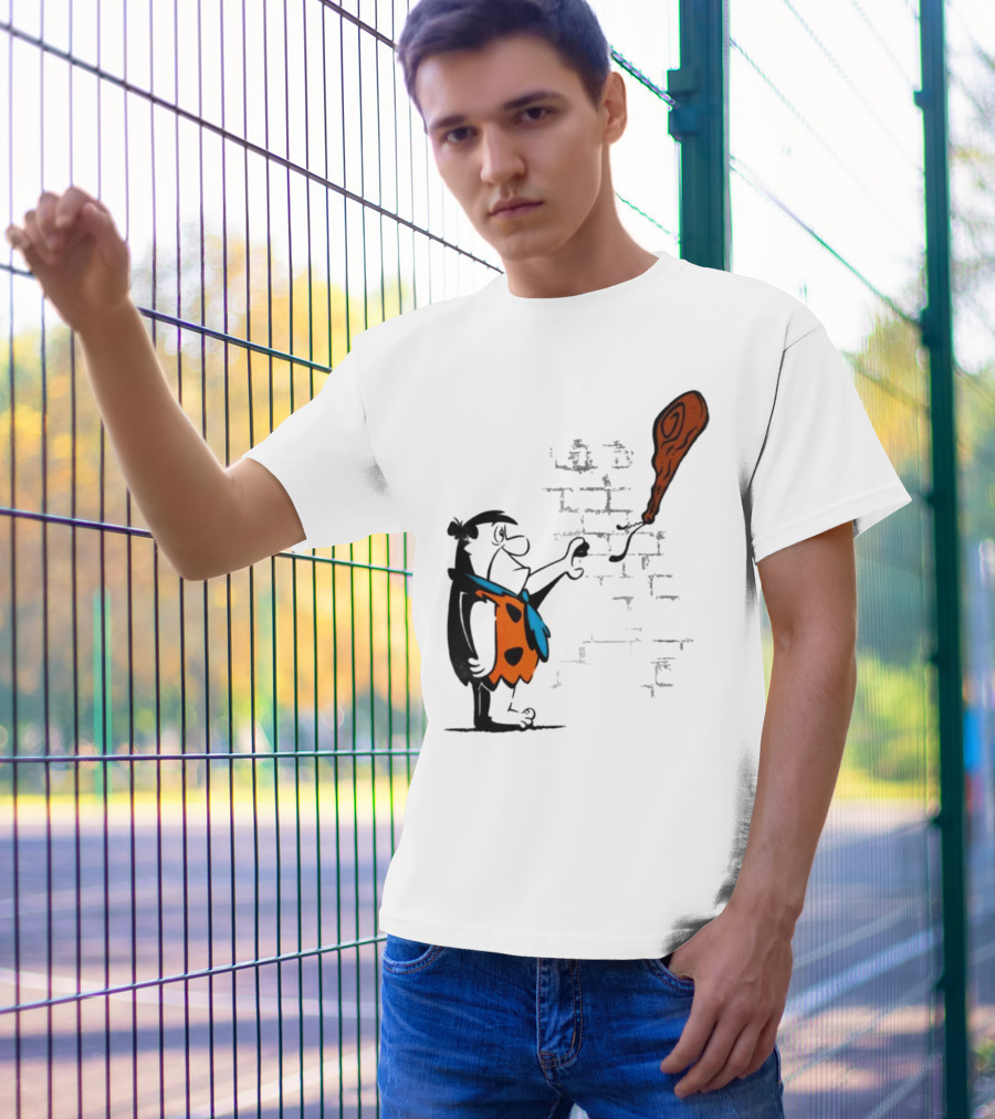 Fred Flintstone Balloon Meat Banksy Mashup T-Shirt