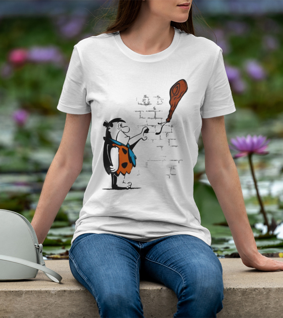 Fred Flintstone Balloon Meat Banksy Mashup T-Shirt