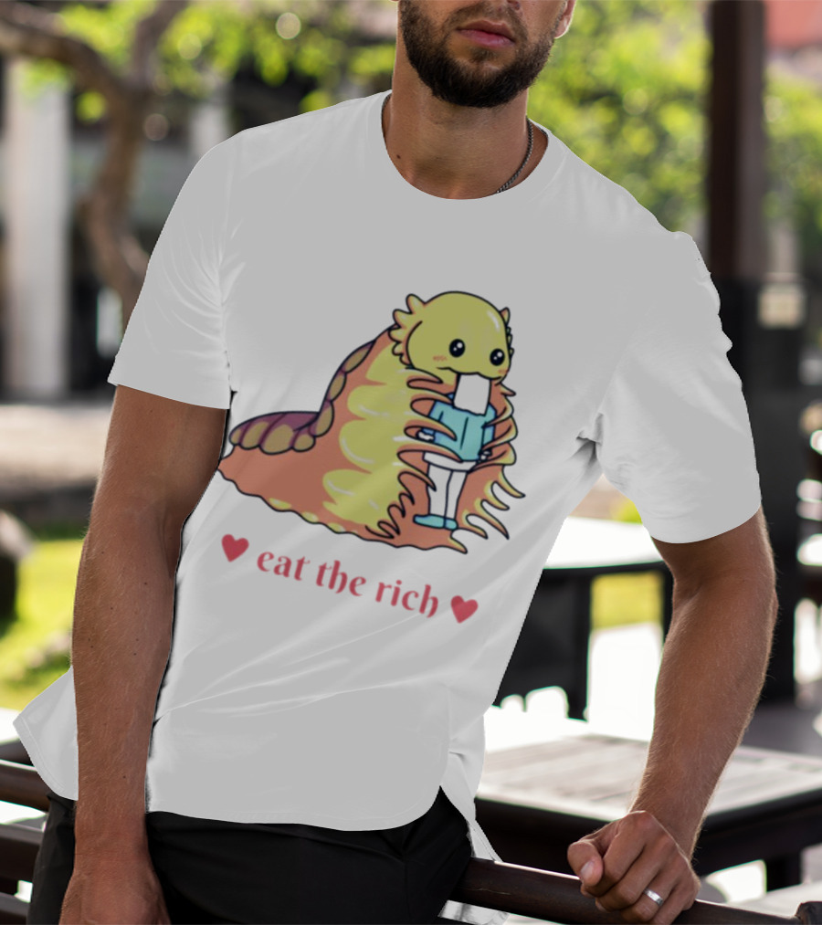 Heart Eat The Rich Space Slug Hugging Person T-Shirt