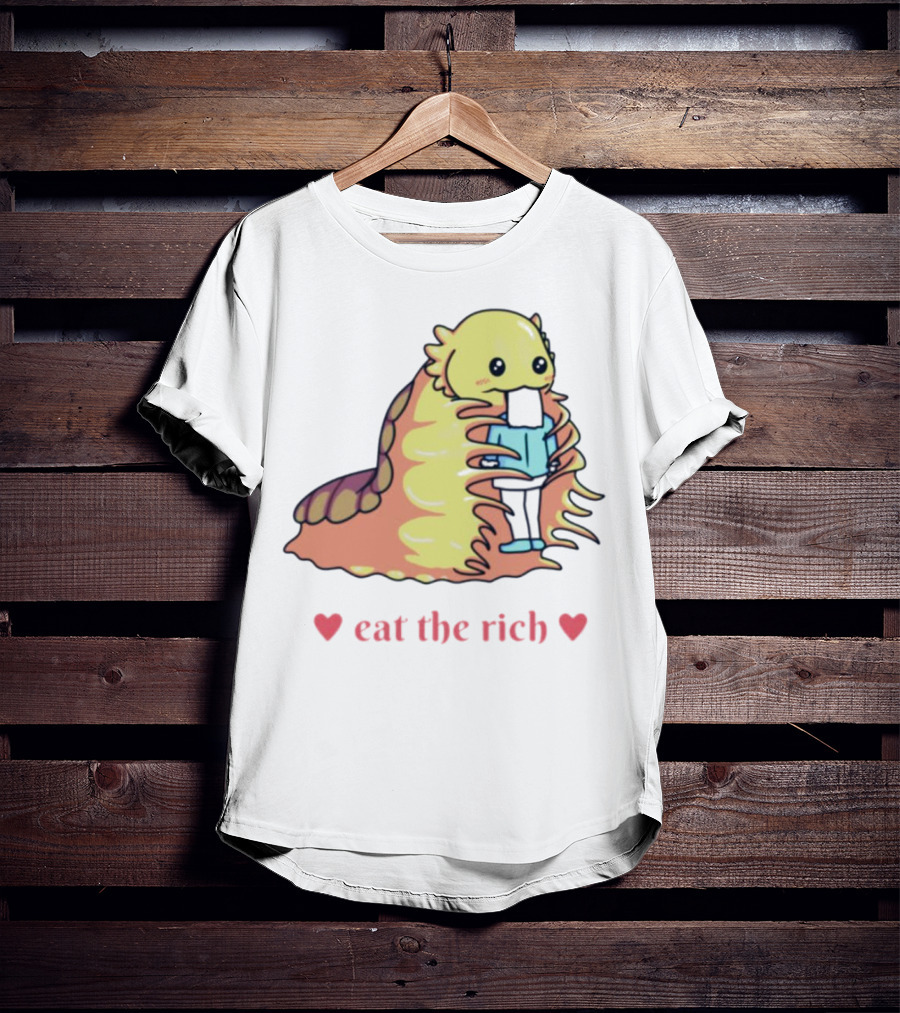 Heart Eat The Rich Space Slug Hugging Person T-Shirt
