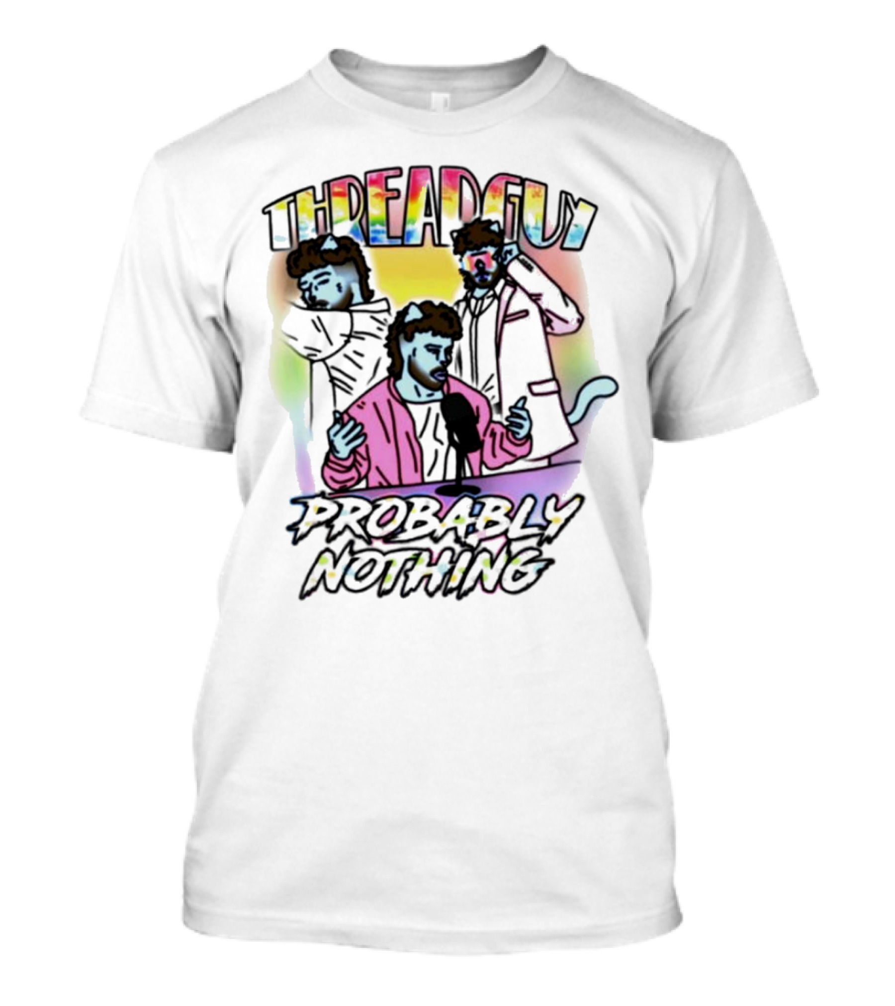 Threadguy Probably Nothing Colorful Cat Characters T-Shirt