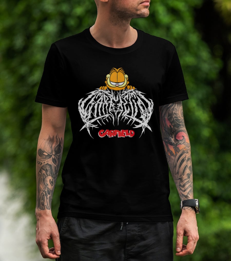 Garfield Death Metal Logo With Garfield T-Shirt