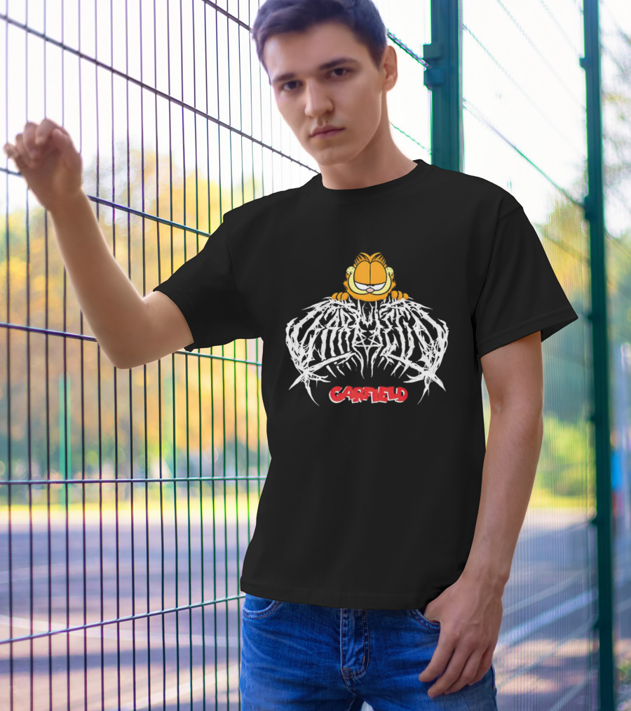Garfield Death Metal Logo With Garfield T-Shirt