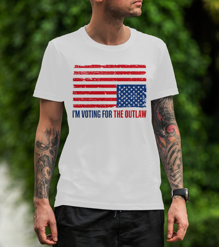 USA Flag I'm Voting For The Outlaw Distressed American T-Shirt