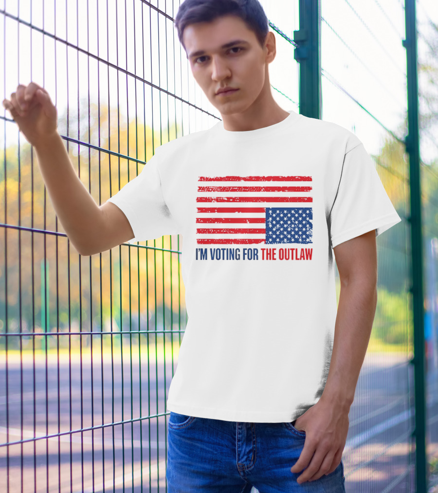 USA Flag I'm Voting For The Outlaw Distressed American T-Shirt