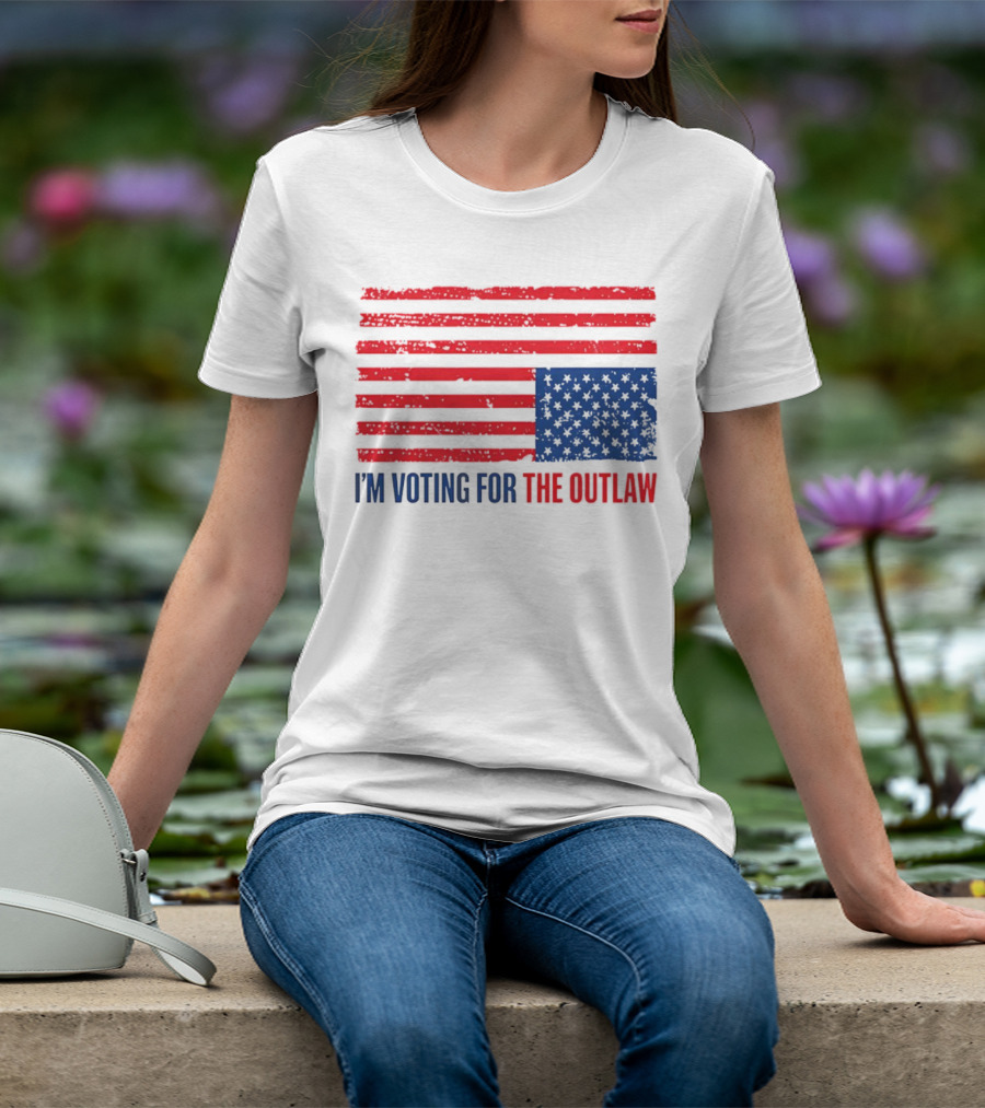 USA Flag I'm Voting For The Outlaw Distressed American T-Shirt