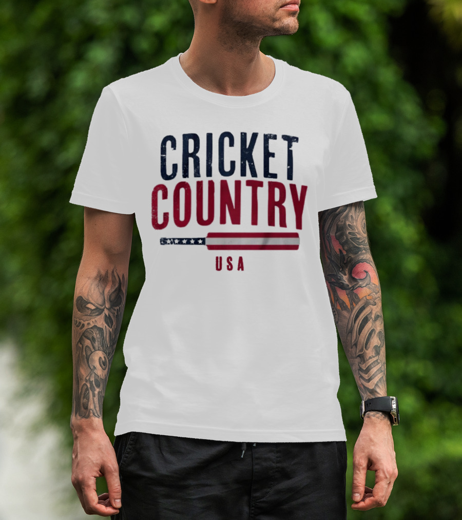 Cricket Country USA American Flag Bat T-Shirt