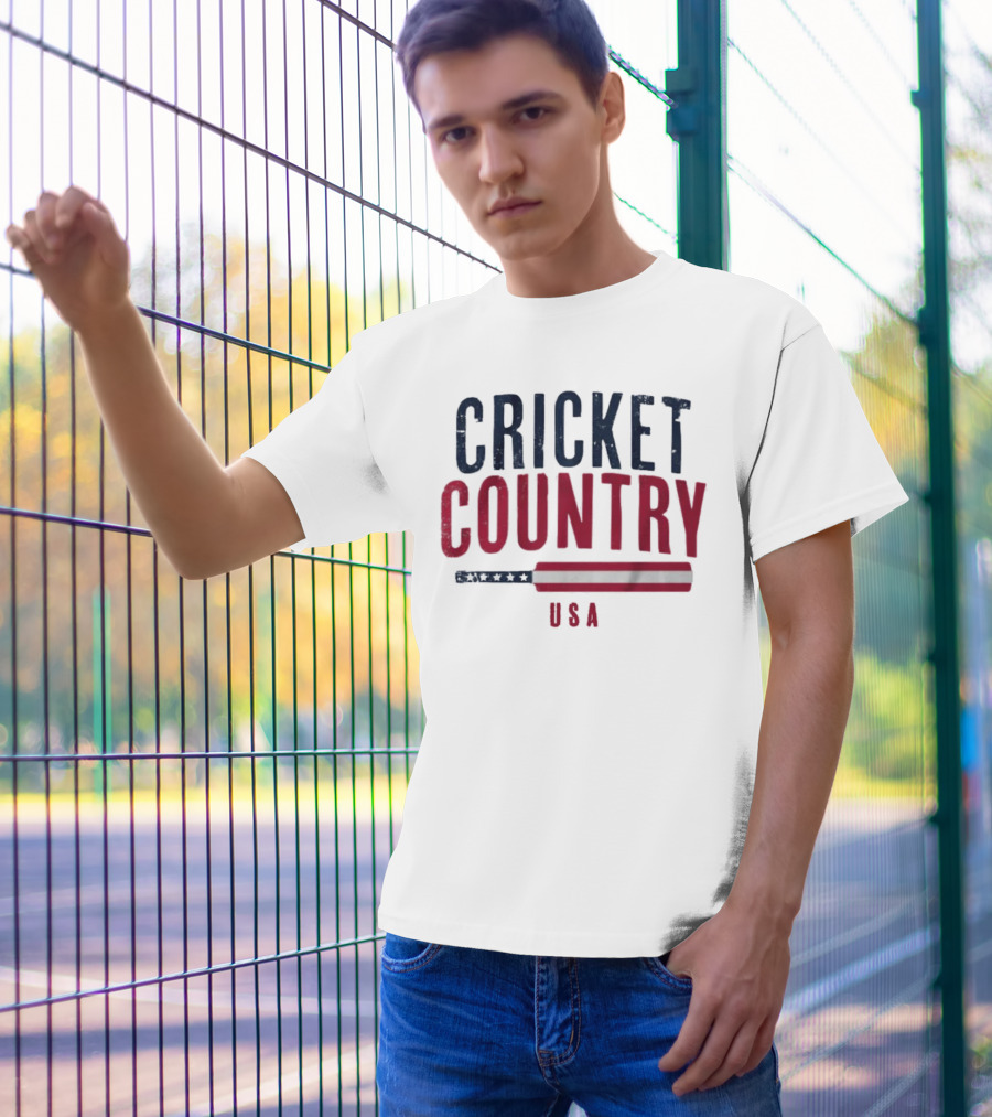 Cricket Country USA American Flag Bat T-Shirt