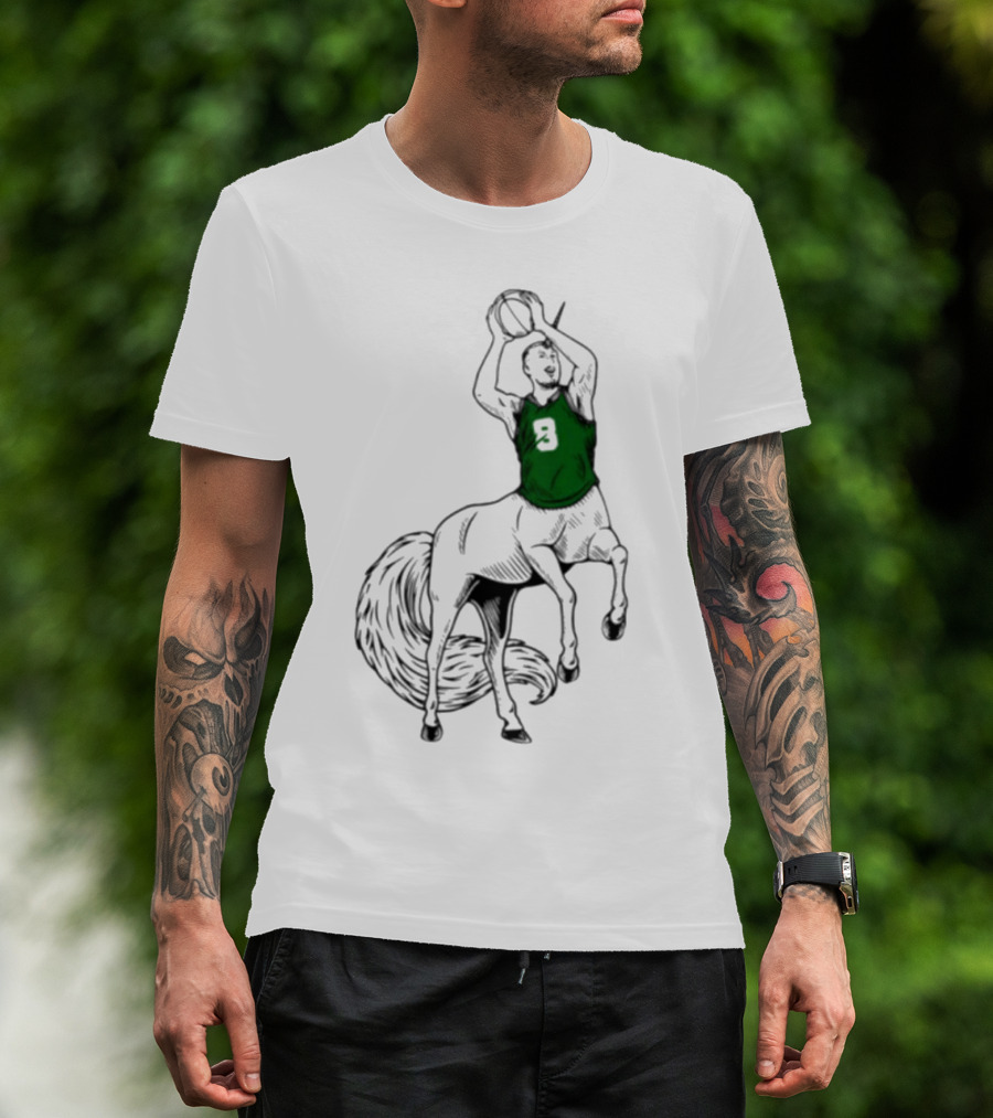 Kristaps Porzingis Unicorn Centaur Basketball Jumper 9 T-Shirt