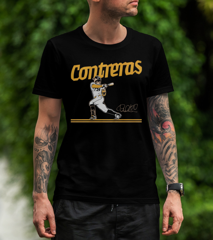 Contreras Milwaukee Brewers Slugger Swing Signature T-Shirt