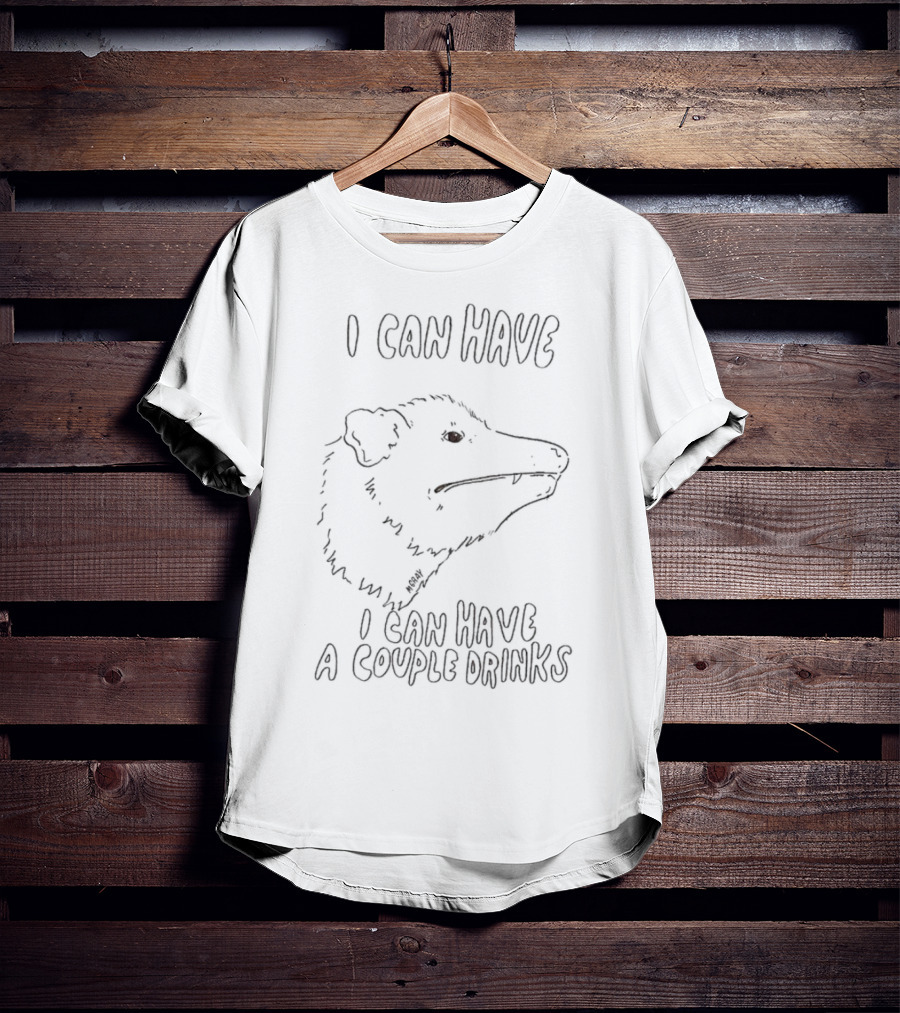 I Can Have A Couple Drinks Opossum Drawing T-Shirt