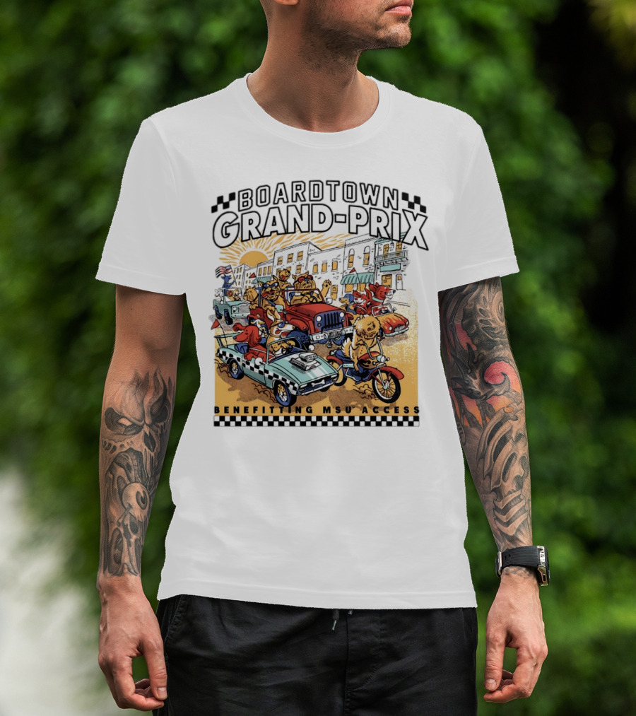 Boardtown Grand-Prix Colorful Animal Parade Benefit MSU Access T-Shirt