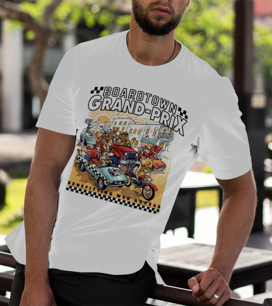 Boardtown Grand-Prix Colorful Animal Parade Benefit MSU Access T-Shirt