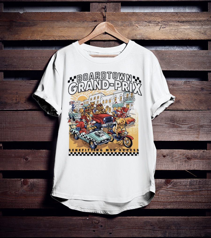 Boardtown Grand-Prix Colorful Animal Parade Benefit MSU Access T-Shirt
