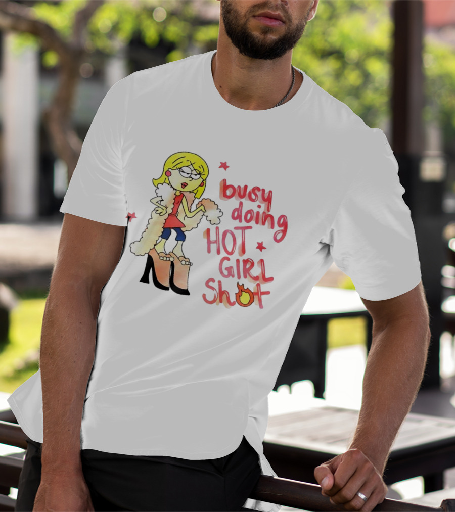 Busy Doing Hot Girl Shot Cartoon Style Fashion Humor T-Shirt