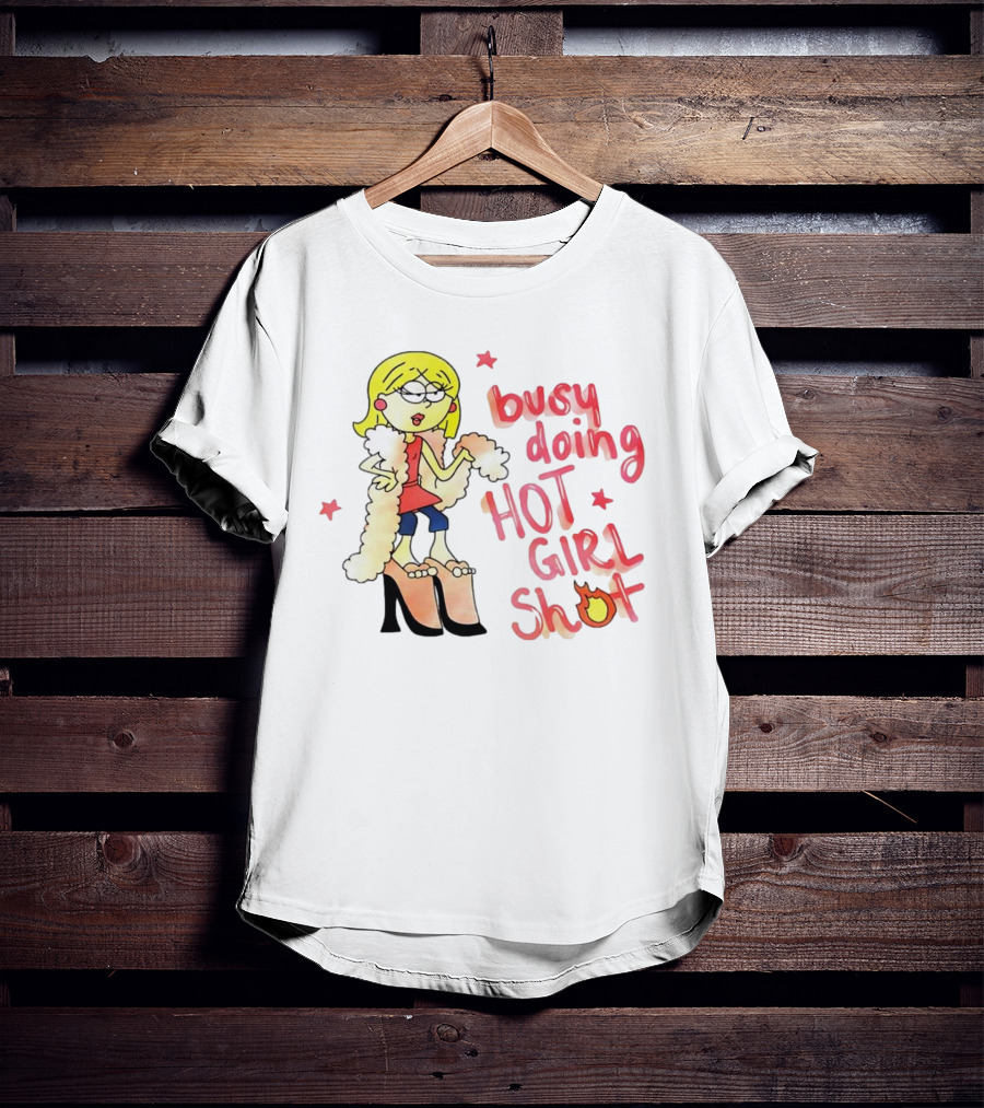 Busy Doing Hot Girl Shot Cartoon Style Fashion Humor T-Shirt