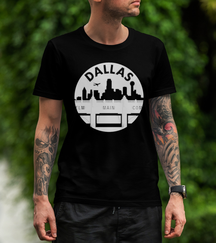 Triple Underpass Elm Main Commerce Dallas Skyline T-Shirt
