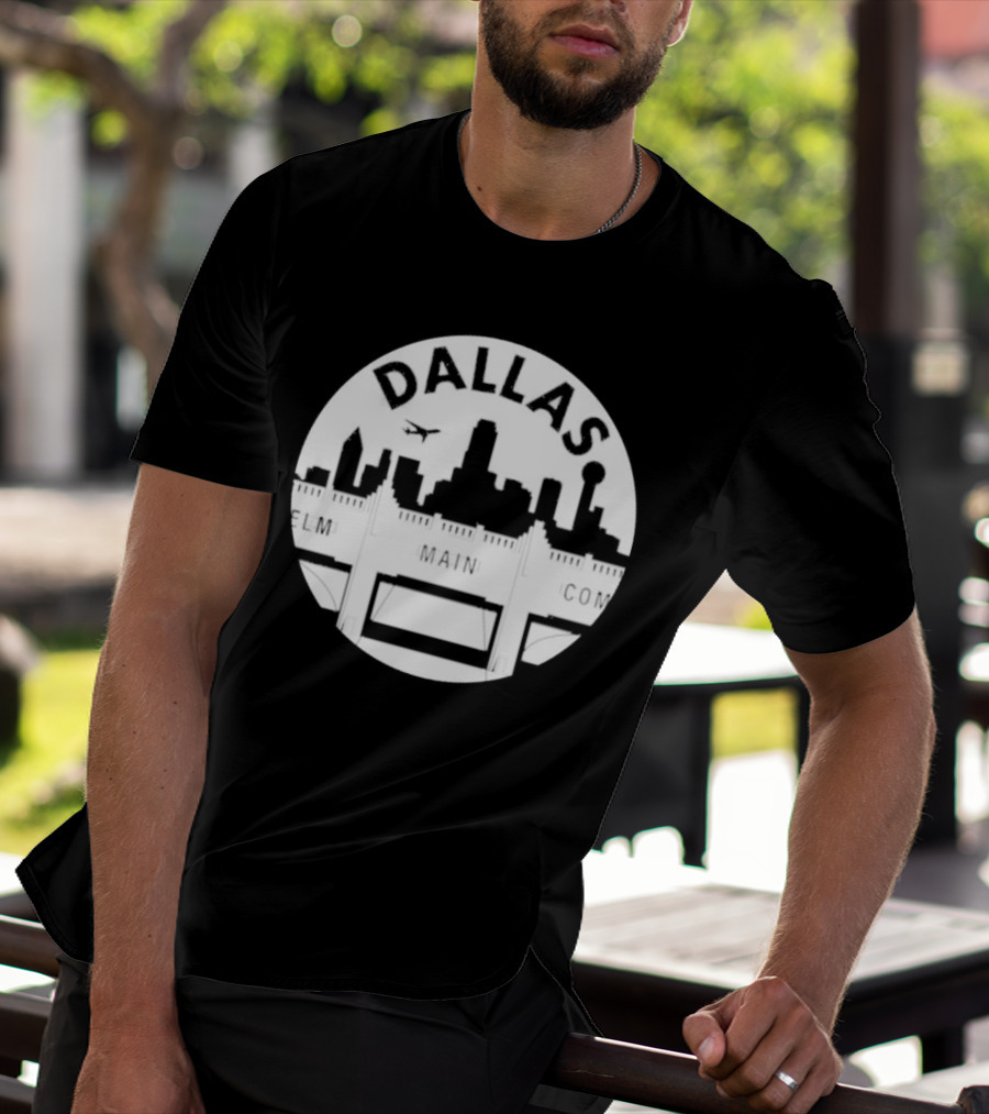 Triple Underpass Elm Main Commerce Dallas Skyline T-Shirt