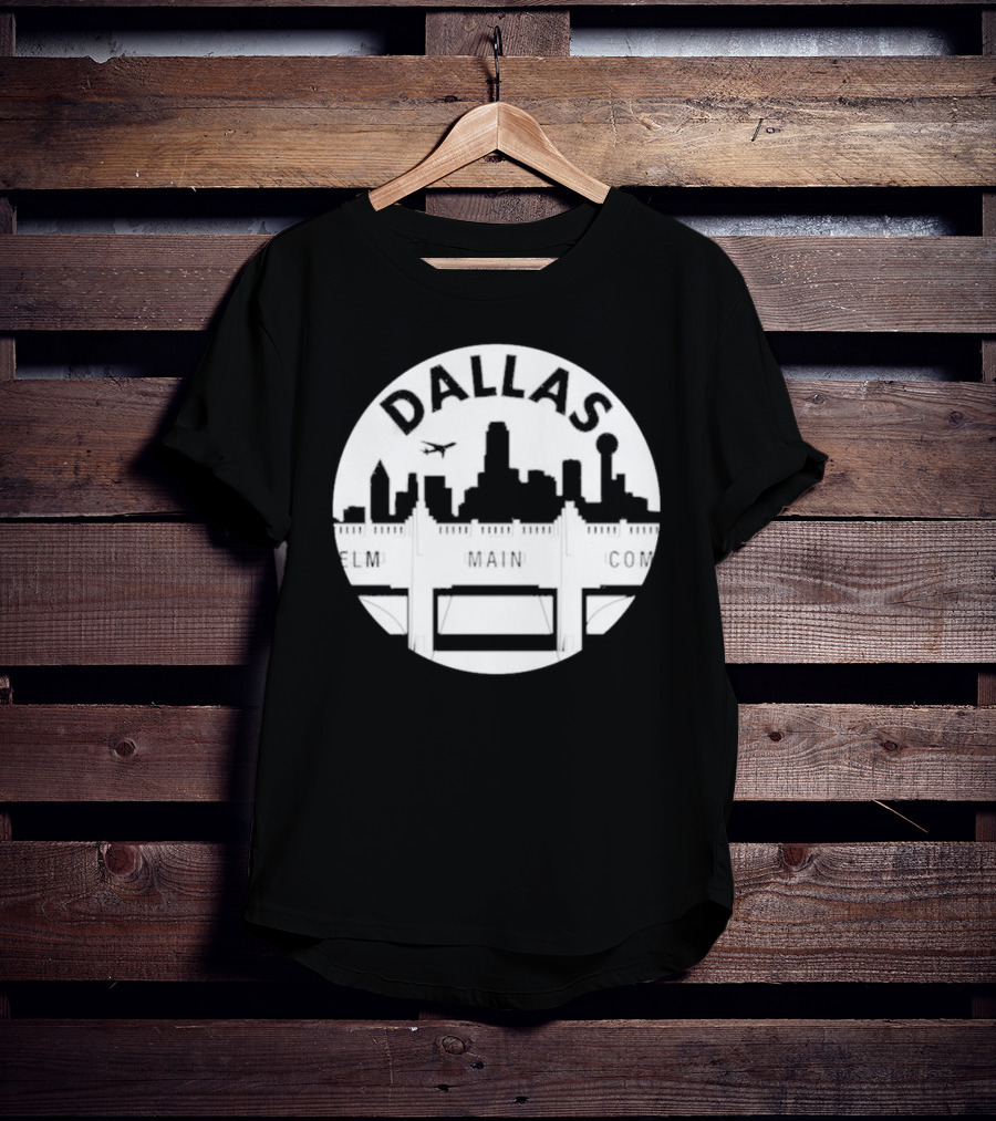 Triple Underpass Elm Main Commerce Dallas Skyline T-Shirt