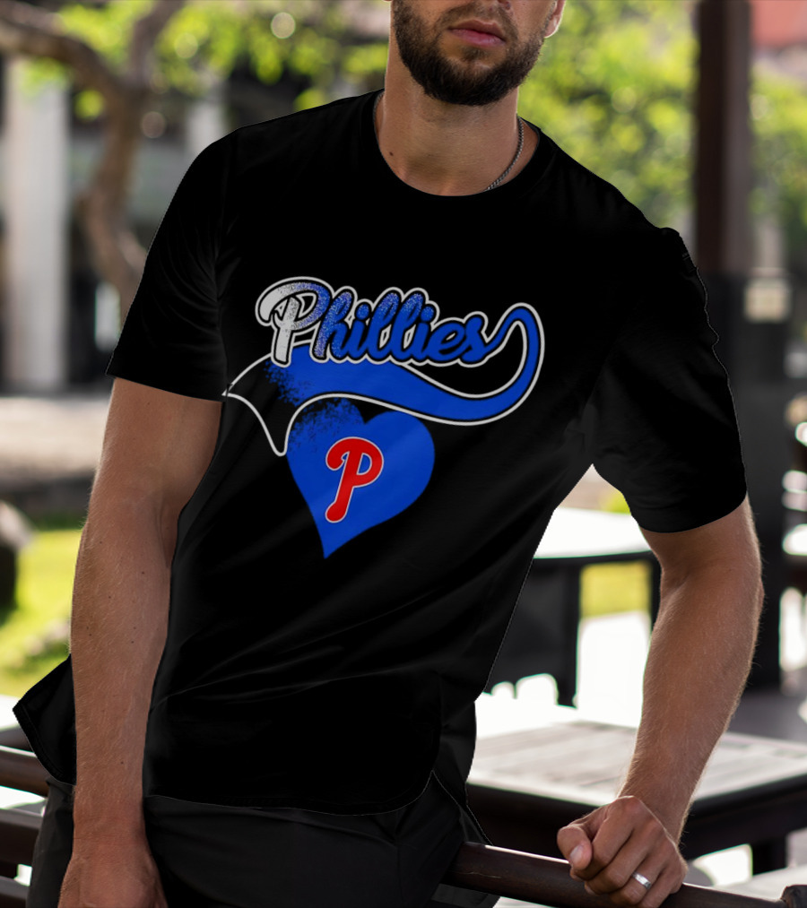 Phillies Heart Blue P Logo Baseball T-Shirt